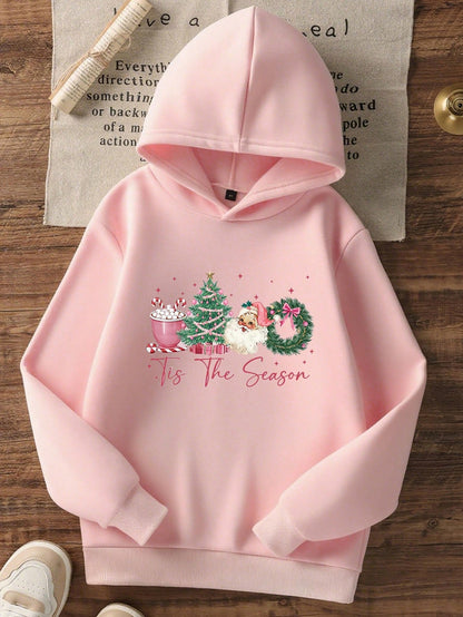 Christmas Girls' Hooded Sweatshirt Casual Printed Pattern Loose Sweatshirt Children'S Clothing