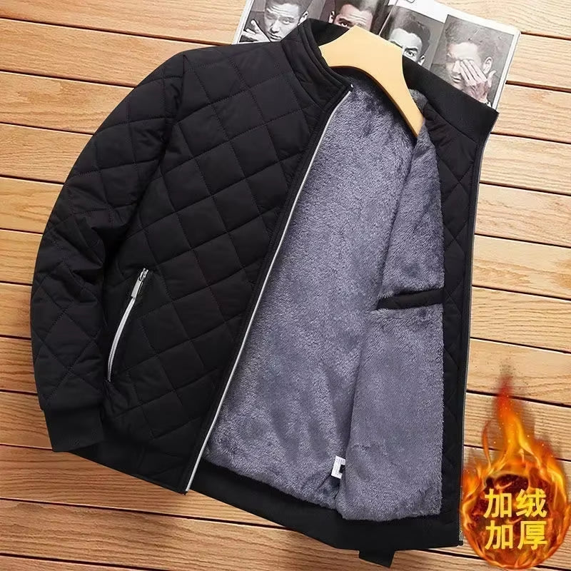 2026 Men'S Thick Warm Bomber Jacket Coats Autumn Winter Fleece Lined Casual Jacket for Men Slim Fit Winter Clothing Parkas 5XL