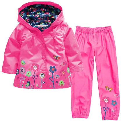Children Clothing Autumn Winter Kids Boys Clothes Raincoat Waterproof Dinosaur Coat+Pant Outfit Suit for Girls Clothing Sets
