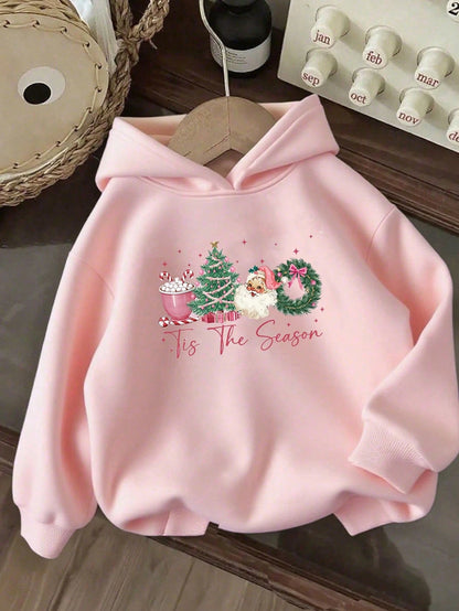 Christmas Girls' Hooded Sweatshirt Casual Printed Pattern Loose Sweatshirt Children'S Clothing