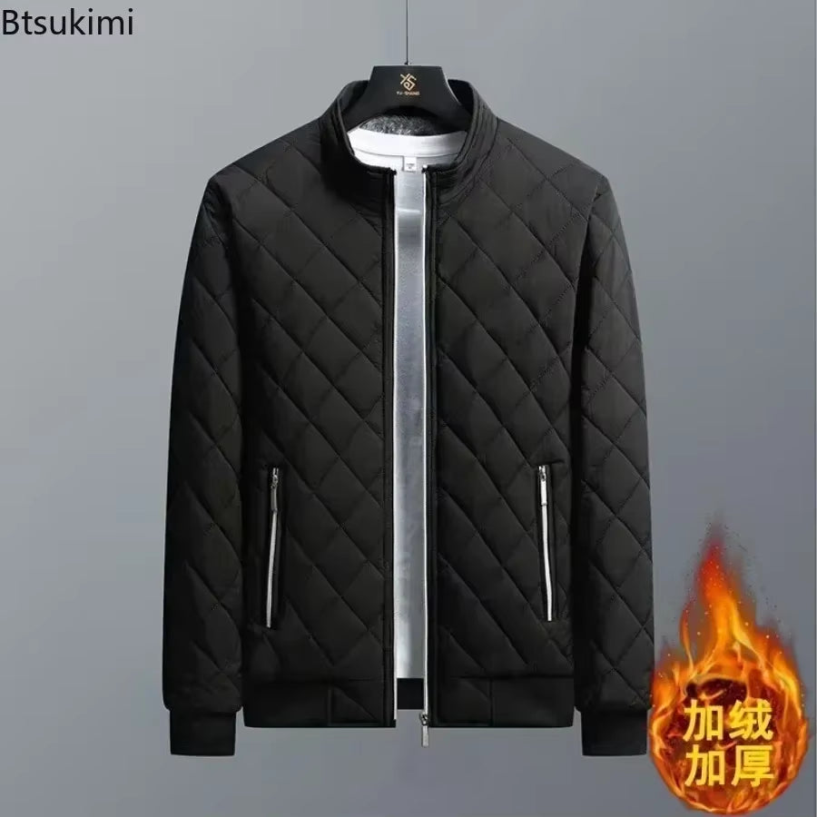 2026 Men'S Thick Warm Bomber Jacket Coats Autumn Winter Fleece Lined Casual Jacket for Men Slim Fit Winter Clothing Parkas 5XL