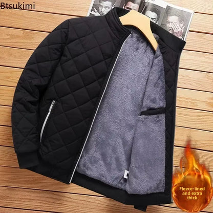 2026 Men'S Thick Warm Bomber Jacket Coats Autumn Winter Fleece Lined Casual Jacket for Men Slim Fit Winter Clothing Parkas 5XL