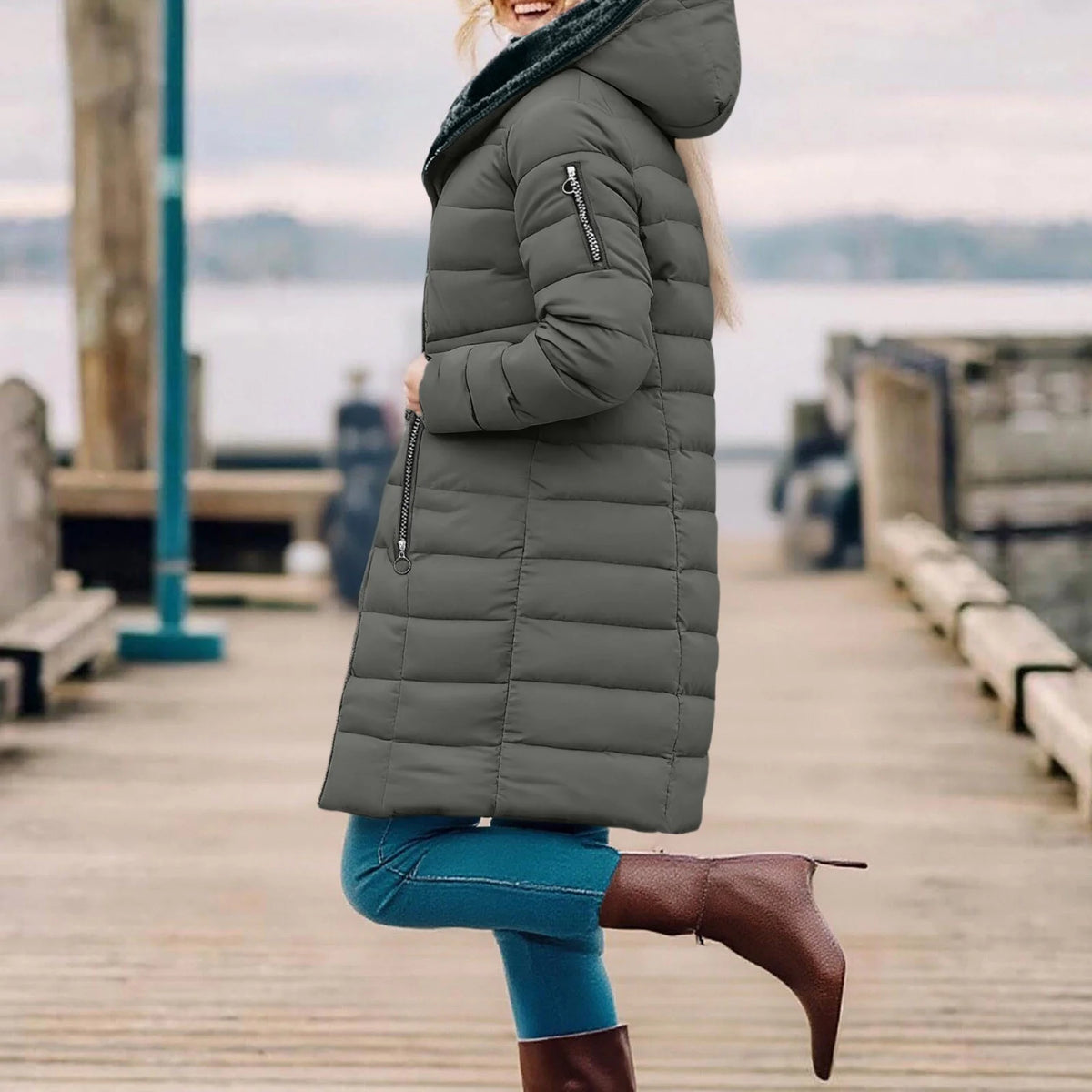 Winter Coats for Women Puffer Jacket Womens Women FALL and Winter Clothing Solid Color Hooded Plush Cotton