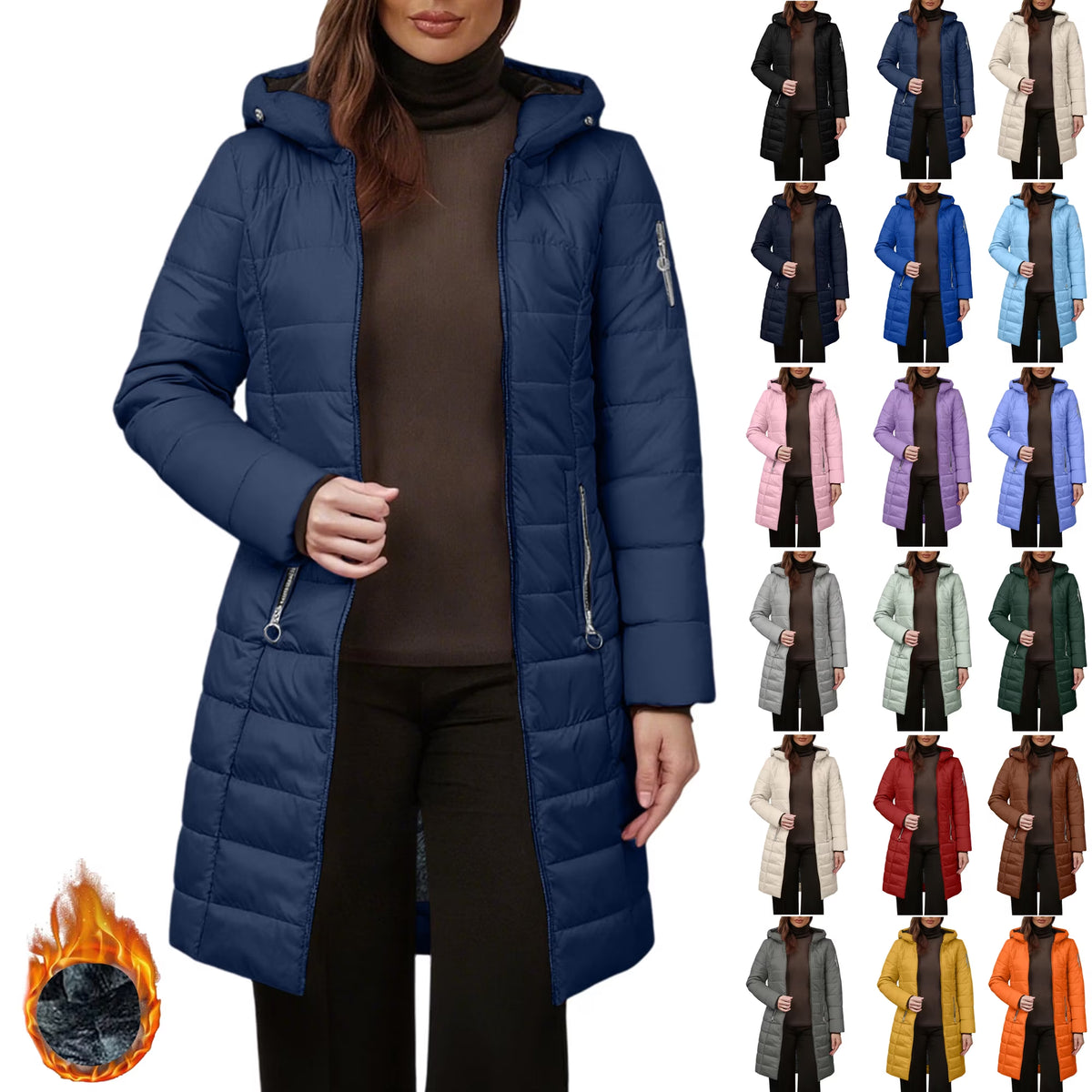 Winter Coats for Women Puffer Jacket Womens Women FALL and Winter Clothing Solid Color Hooded Plush Cotton