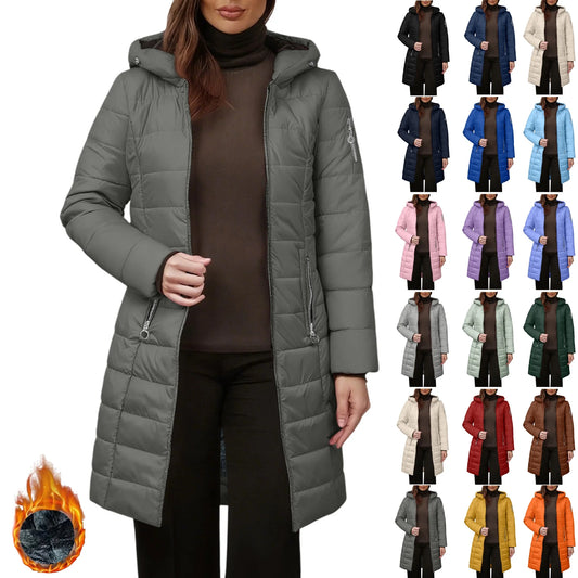 Winter Coats for Women Puffer Jacket Womens Women FALL and Winter Clothing Solid Color Hooded Plush Cotton