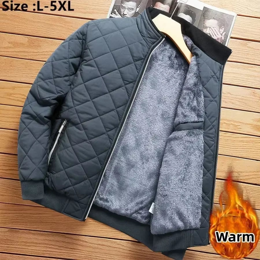 2026 Men'S Thick Warm Bomber Jacket Coats Autumn Winter Fleece Lined Casual Jacket for Men Slim Fit Winter Clothing Parkas 5XL