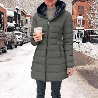 Winter Coats for Women Puffer Jacket Womens Women FALL and Winter Clothing Solid Color Hooded Plush Cotton