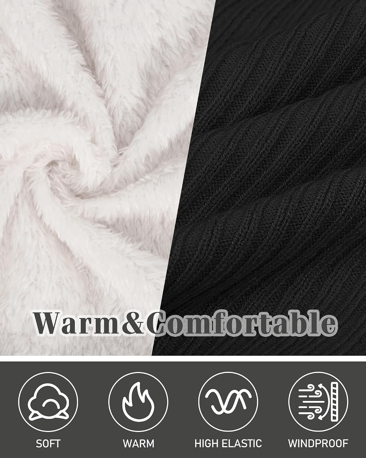 Infinity Scarf Neck Warmer, Fleece Lined Winter Scarves