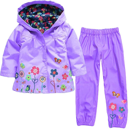 Children Clothing Autumn Winter Kids Boys Clothes Raincoat Waterproof Dinosaur Coat+Pant Outfit Suit for Girls Clothing Sets