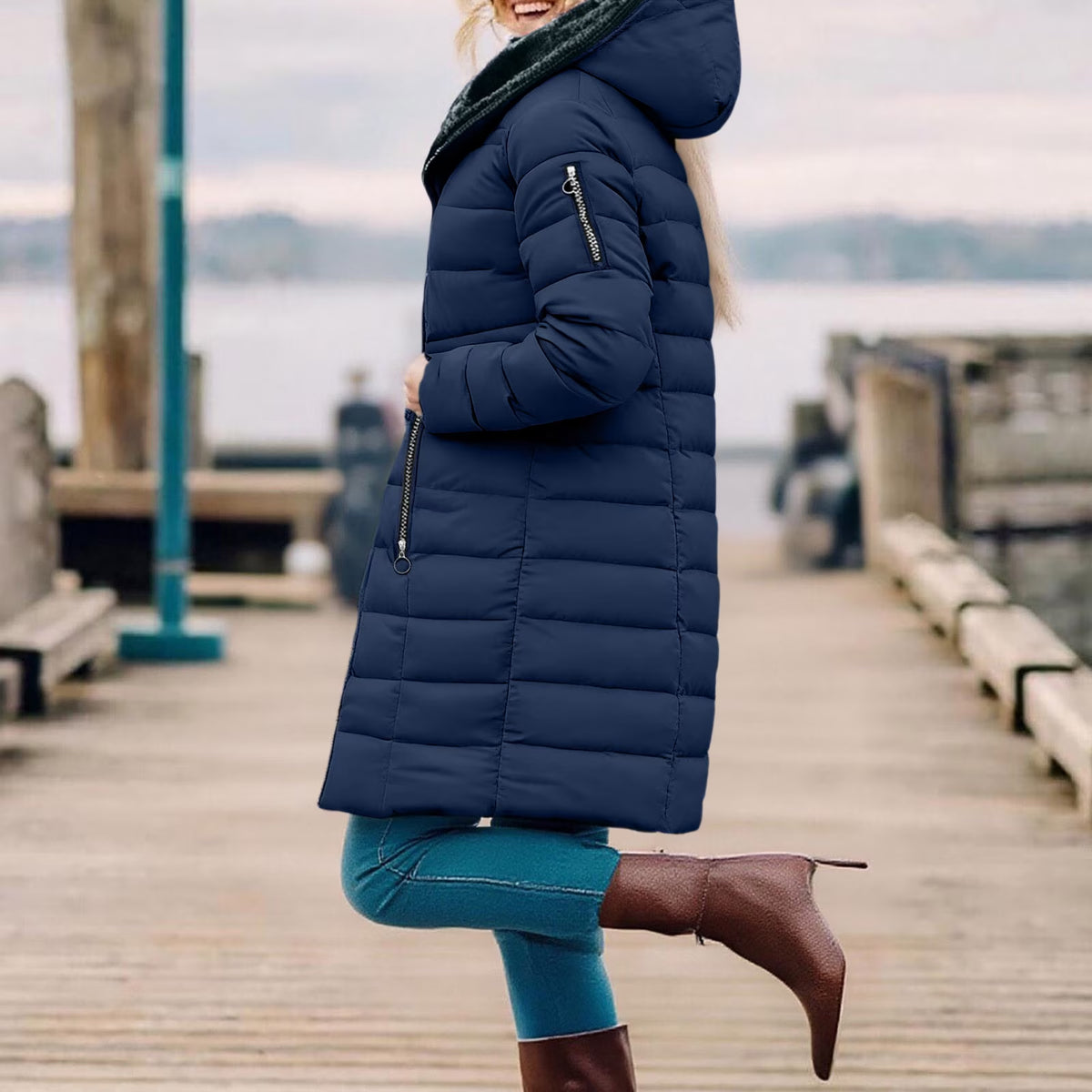 Winter Coats for Women Puffer Jacket Womens Women FALL and Winter Clothing Solid Color Hooded Plush Cotton