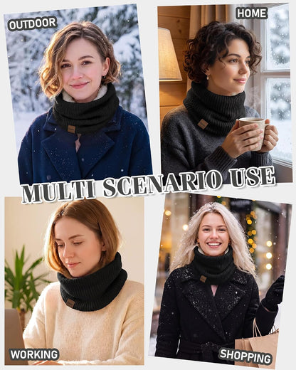 Infinity Scarf Neck Warmer, Fleece Lined Winter Scarves