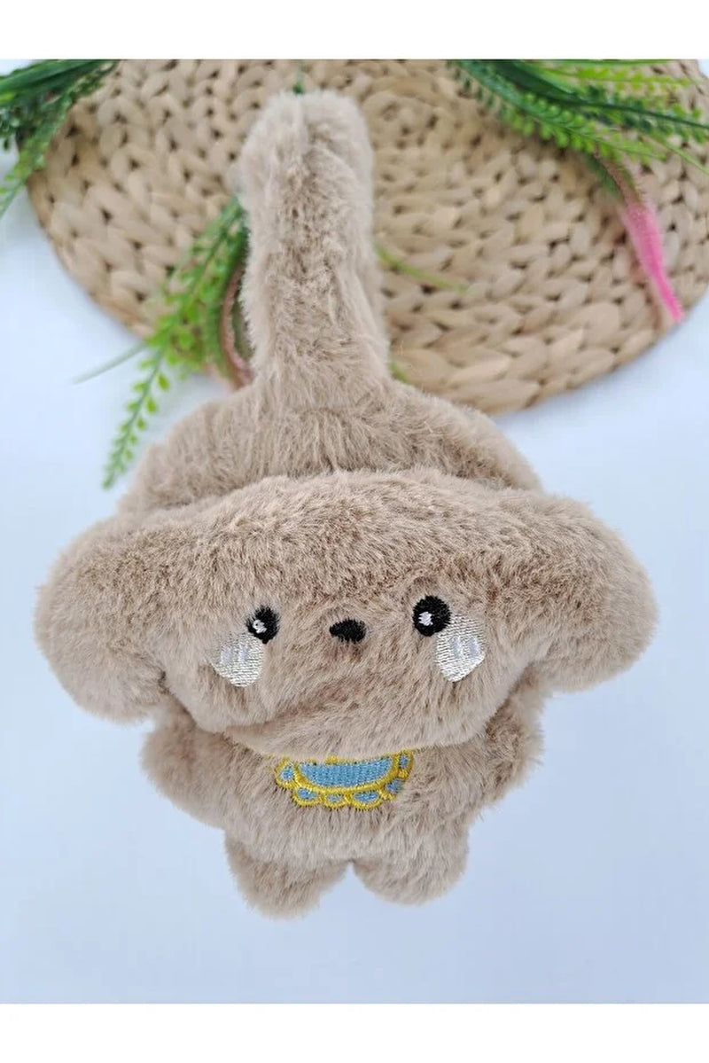 Boys Brown Plush Winter Earmuffs – Fluffy Puppy Ear Warmers for Kids