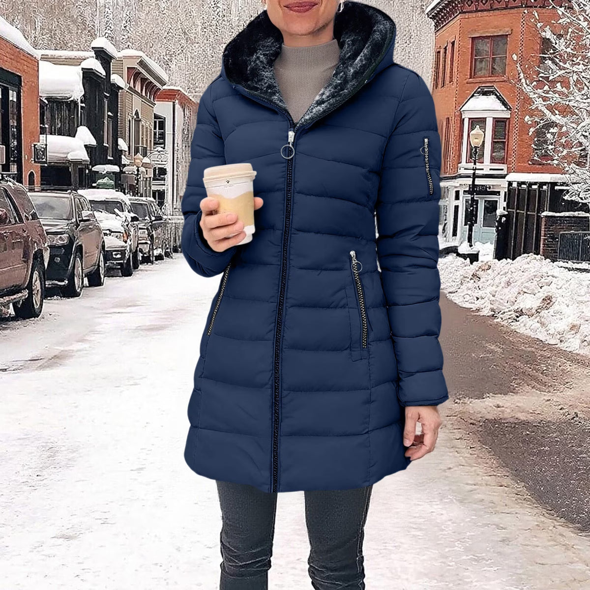 Winter Coats for Women Puffer Jacket Womens Women FALL and Winter Clothing Solid Color Hooded Plush Cotton