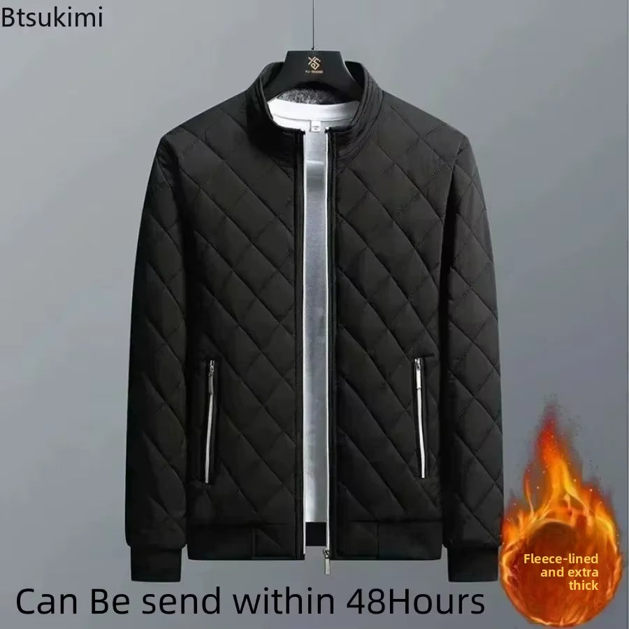 2026 Men'S Thick Warm Bomber Jacket Coats Autumn Winter Fleece Lined Casual Jacket for Men Slim Fit Winter Clothing Parkas 5XL