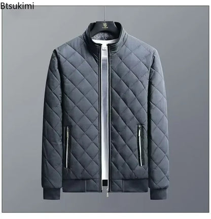 2026 Men'S Thick Warm Bomber Jacket Coats Autumn Winter Fleece Lined Casual Jacket for Men Slim Fit Winter Clothing Parkas 5XL