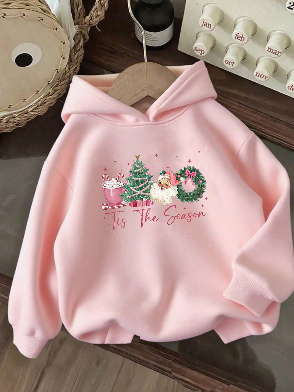 Christmas Girls' Hooded Sweatshirt Casual Printed Pattern Loose Sweatshirt Children'S Clothing