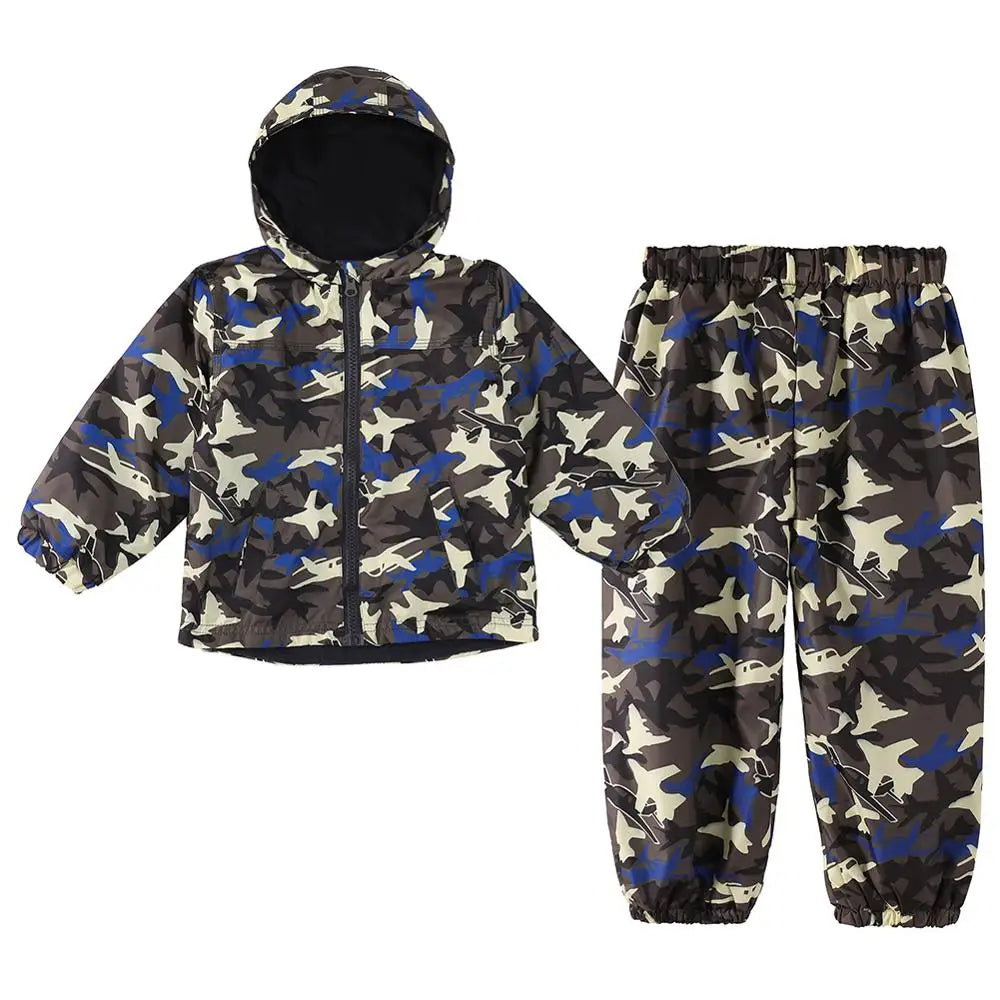 Children Clothing Autumn Winter Kids Boys Clothes Raincoat Waterproof Dinosaur Coat+Pant Outfit Suit for Girls Clothing Sets