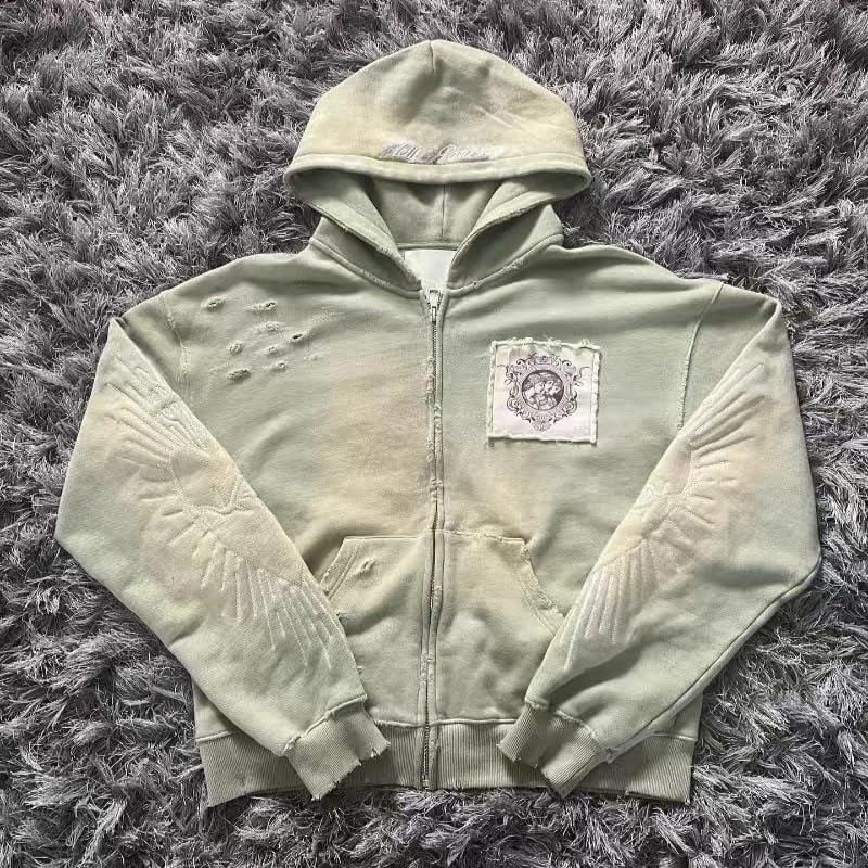 Y2K Grunge Zip up Hoodie Women Men Oversized Emo Goth 2000S Graphic Hoodie Streetwear Jacket Fall Baggy Sweatshirts