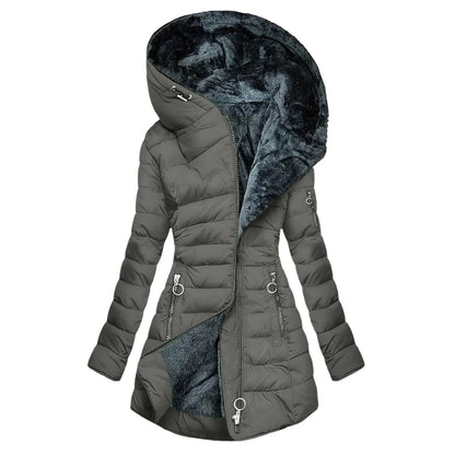 Winter Coats for Women Puffer Jacket Womens Women FALL and Winter Clothing Solid Color Hooded Plush Cotton