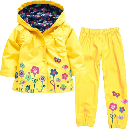 Children Clothing Autumn Winter Kids Boys Clothes Raincoat Waterproof Dinosaur Coat+Pant Outfit Suit for Girls Clothing Sets