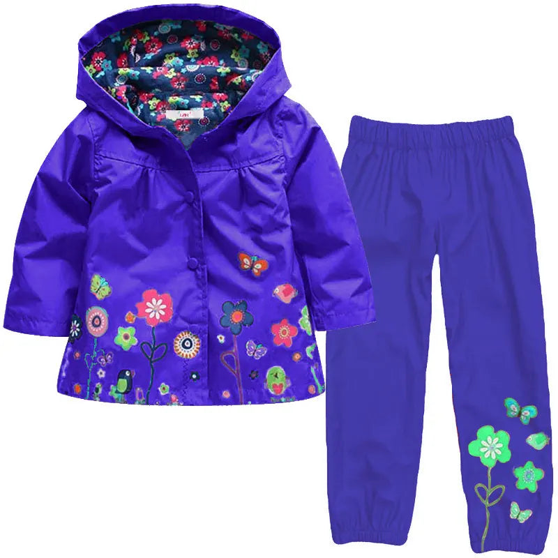 Children Clothing Autumn Winter Kids Boys Clothes Raincoat Waterproof Dinosaur Coat+Pant Outfit Suit for Girls Clothing Sets