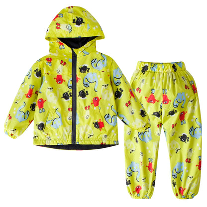 Children Clothing Autumn Winter Kids Boys Clothes Raincoat Waterproof Dinosaur Coat+Pant Outfit Suit for Girls Clothing Sets