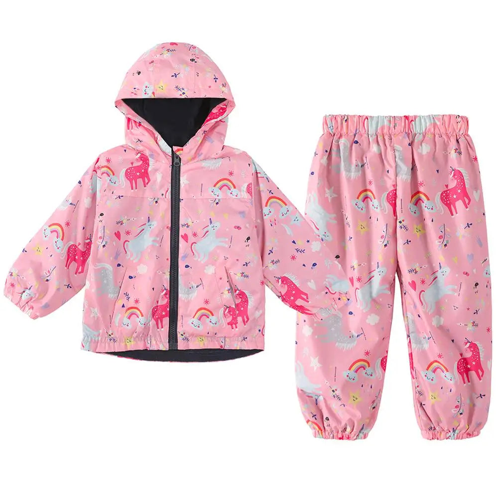Children Clothing Autumn Winter Kids Boys Clothes Raincoat Waterproof Dinosaur Coat+Pant Outfit Suit for Girls Clothing Sets