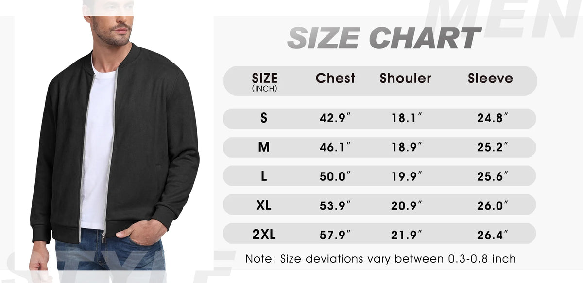 Men'S Casual Varsity Jacket Vintage Suede Bomber Jackets Lightweight Outerwear Coat Brown M