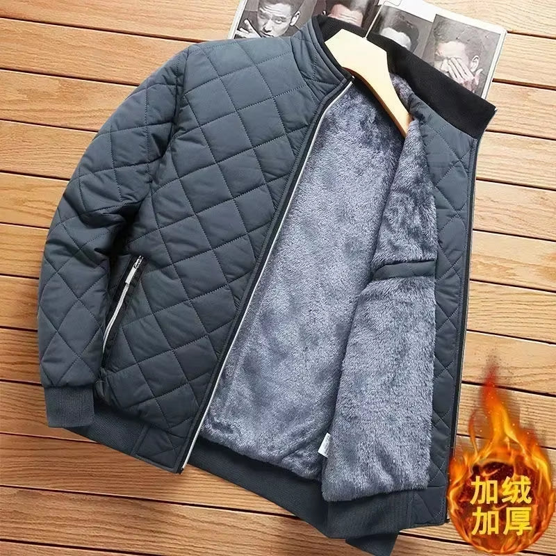 2026 Men'S Thick Warm Bomber Jacket Coats Autumn Winter Fleece Lined Casual Jacket for Men Slim Fit Winter Clothing Parkas 5XL