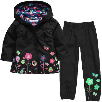 Children Clothing Autumn Winter Kids Boys Clothes Raincoat Waterproof Dinosaur Coat+Pant Outfit Suit for Girls Clothing Sets